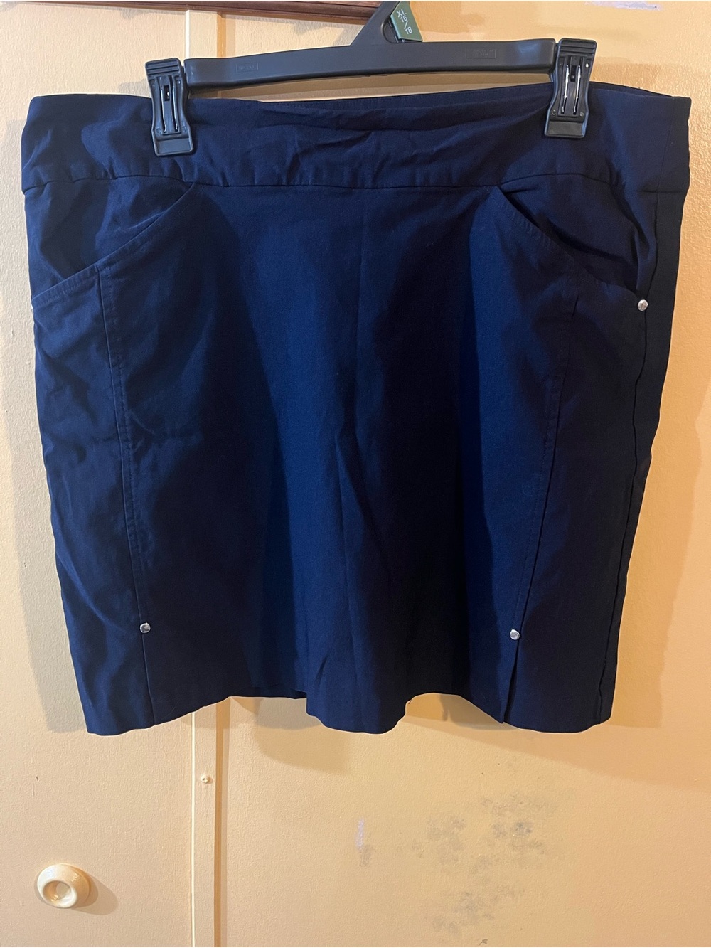 Kate Park Classic Navy Mini Skirt with Front Pocket Details Size 14